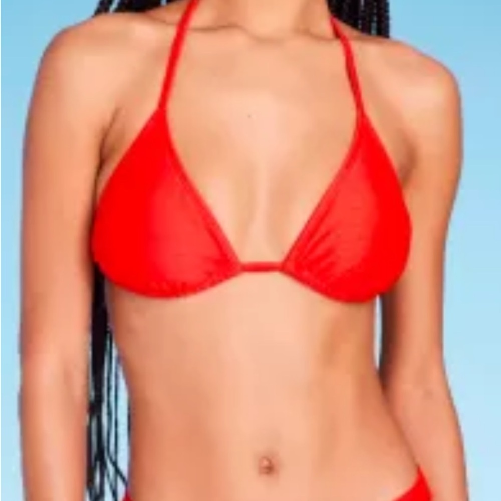 New wild fable triangle swim bra in cherry red size M